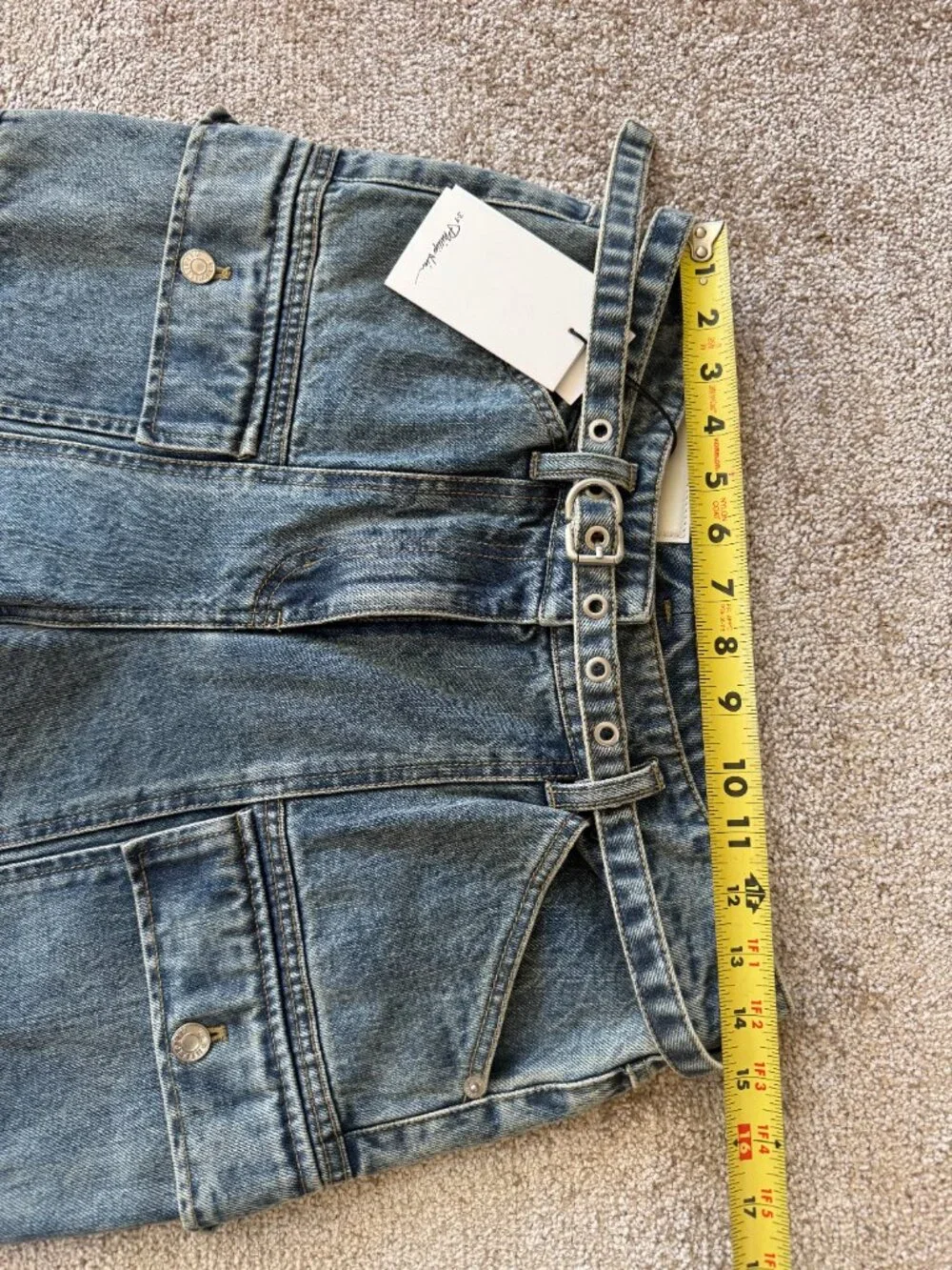 MSRP $550 - Women's 8 - Phillip Lim Blue Belted Wide-Leg Jeans - 100% Cotton